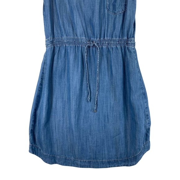 sleeveless Denim Dress - Medium Blue tie waist rounded hem sz small MAVI - Picture 9 of 16